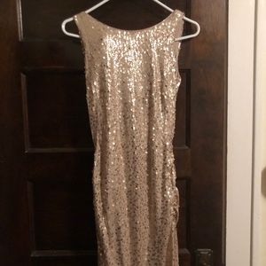 Champagne Sequined Formal Maxi Dress size S